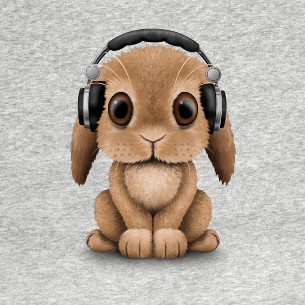Cute Baby Bunny Dj Wearing Headphones by jeffbartels